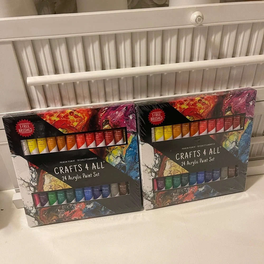 Two pack of Acrylic Paint Set for Adults and Kids - 24 Pack of 12mL Paints with - Picture 2 of 10